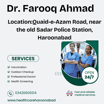 "Dr. Farooq Ahmad’s clinic offers personalized health evaluations, treatments, routine check-ups, and expert advice to ensure a fulfilling and healthy life for all patients."